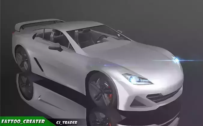 Low-Poly Lexus LFA White Racing Car  3D Model Low-poly 3D model