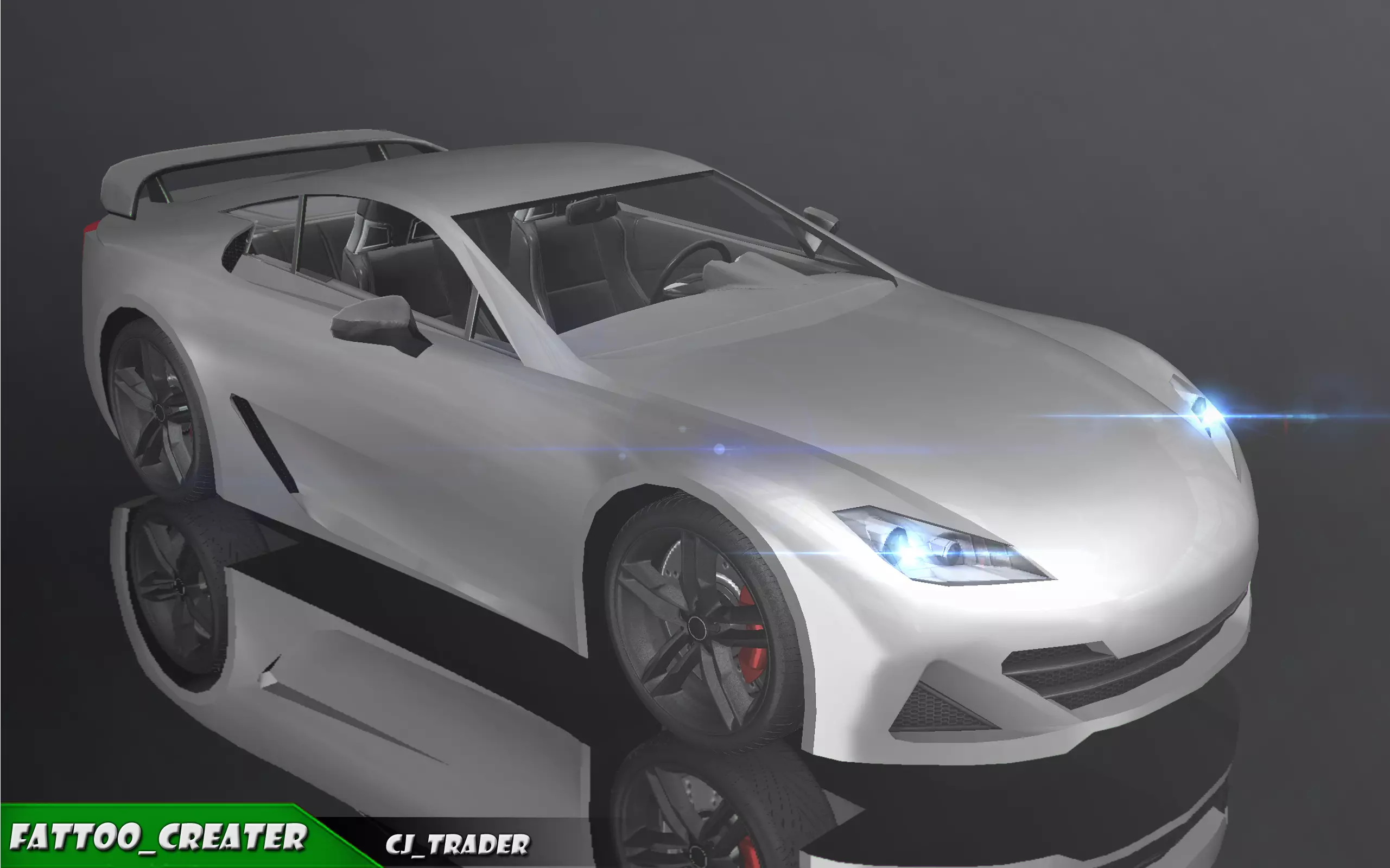 Low-Poly Lexus LFA White Racing Car  3D Model Low-poly 3D model_0