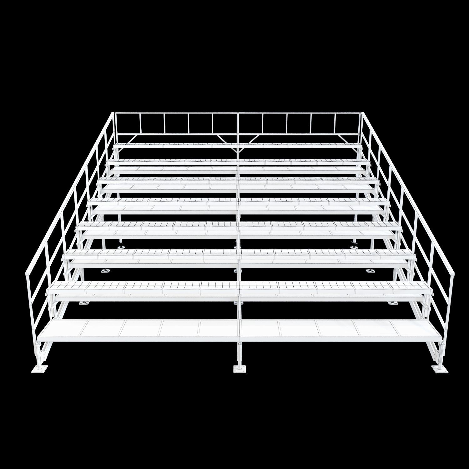 Tribune metal bleacher set 3D model_2