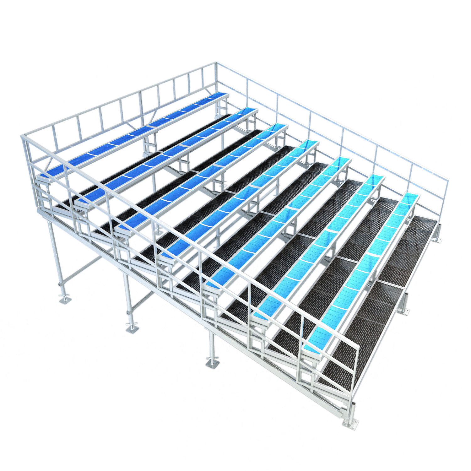 Tribune metal bleacher set 3D model_1