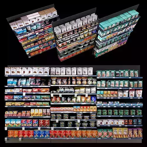 Shelves with goods 3D model