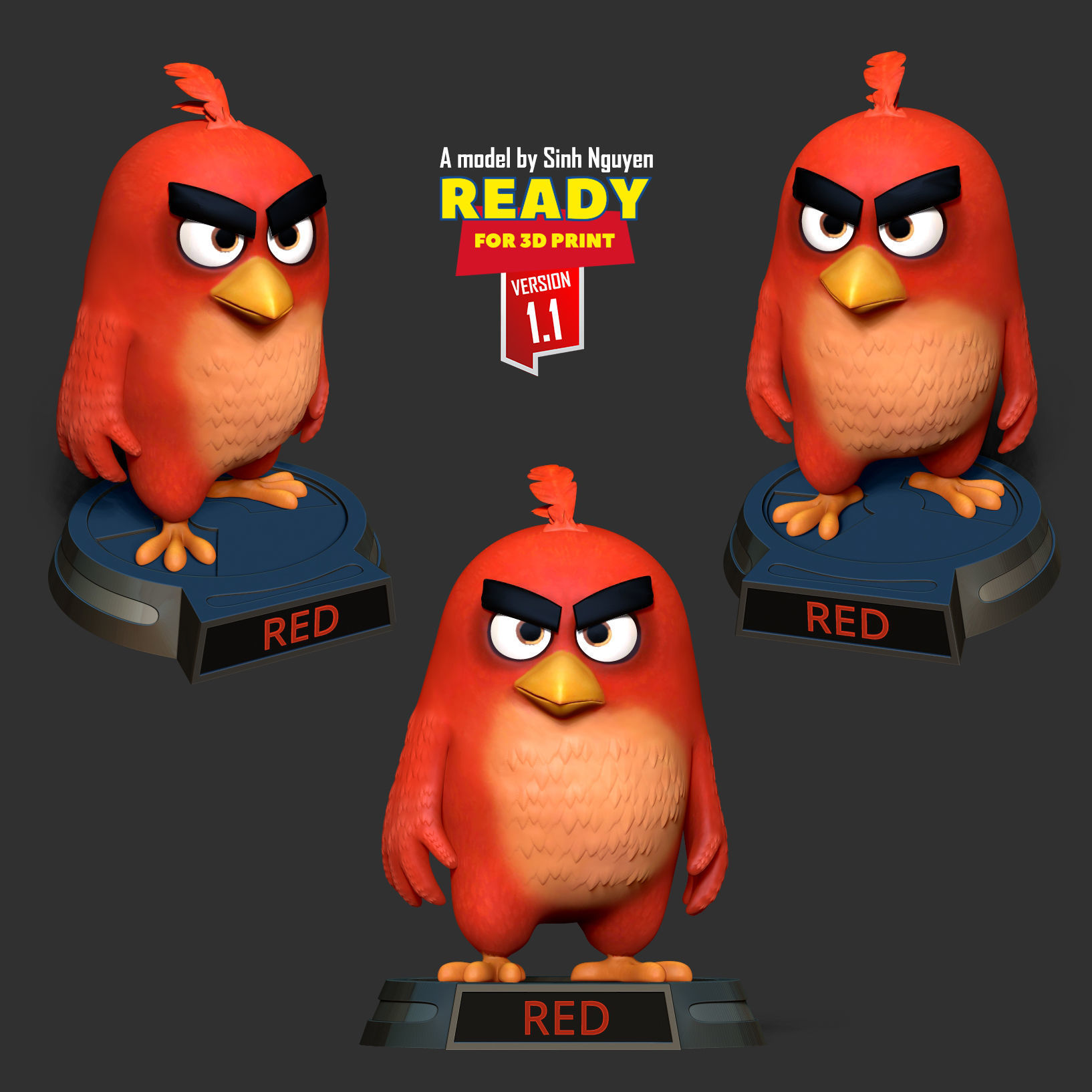 Angry Birds 2 - Red 3D print model_1