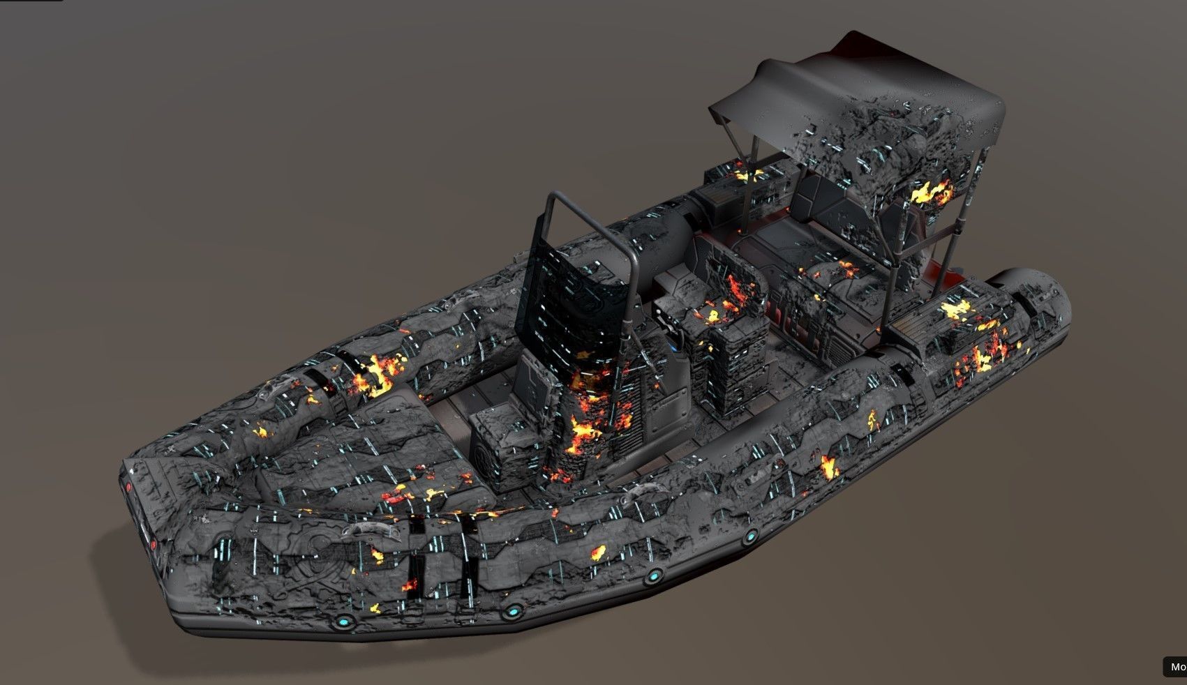 Low poly Zodiac boat set Low-poly 3D model_16