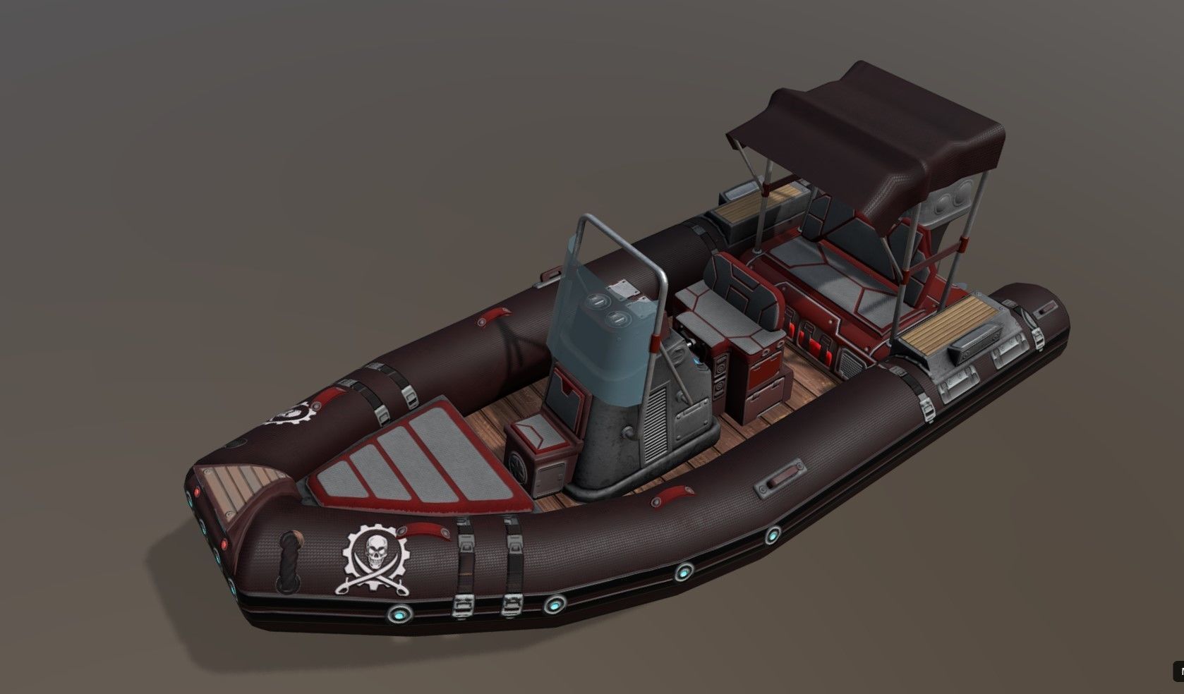 Low poly Zodiac boat set Low-poly 3D model_9