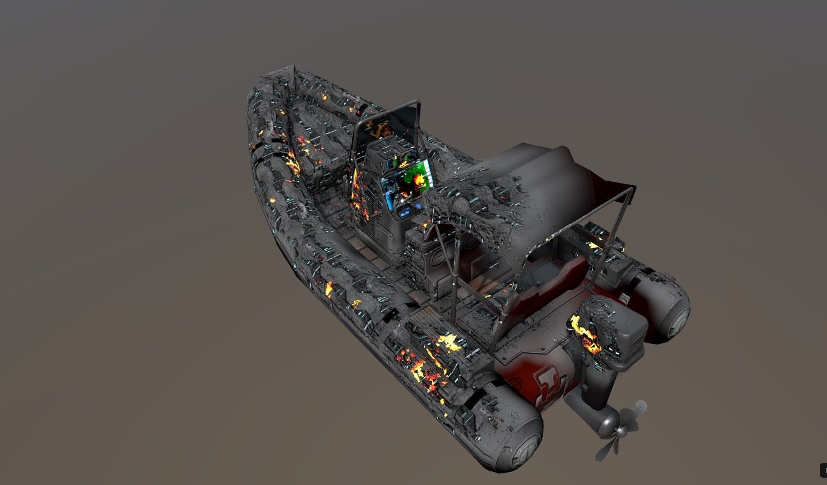 Low poly Zodiac boat set Low-poly 3D model_17