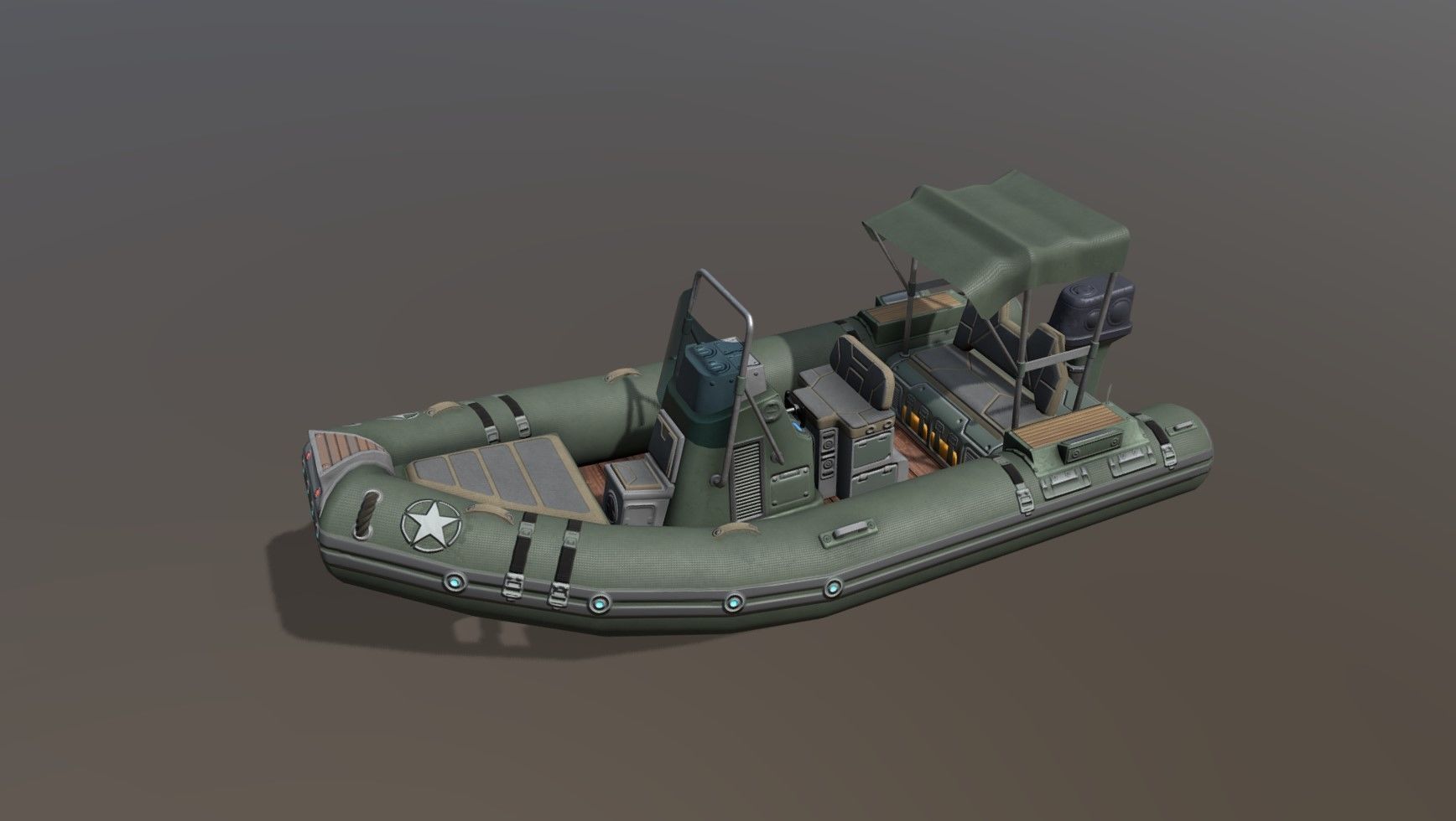 Low poly Zodiac boat set Low-poly 3D model_13