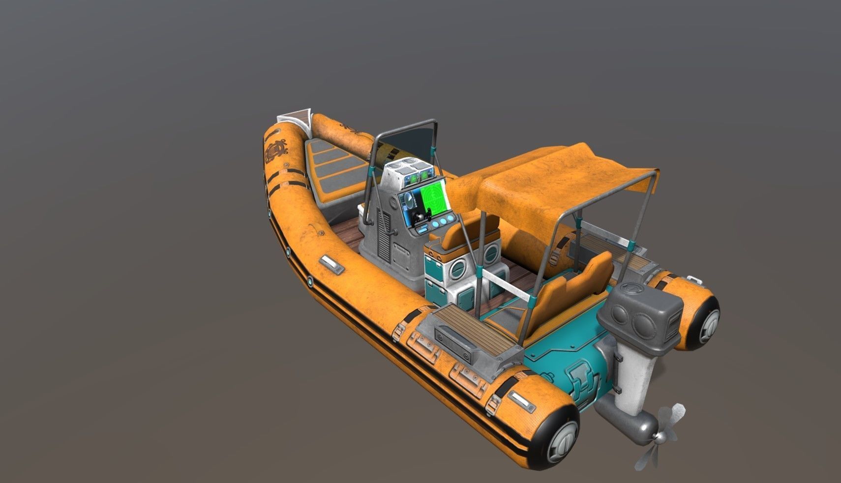 Low poly Zodiac boat set Low-poly 3D model_6