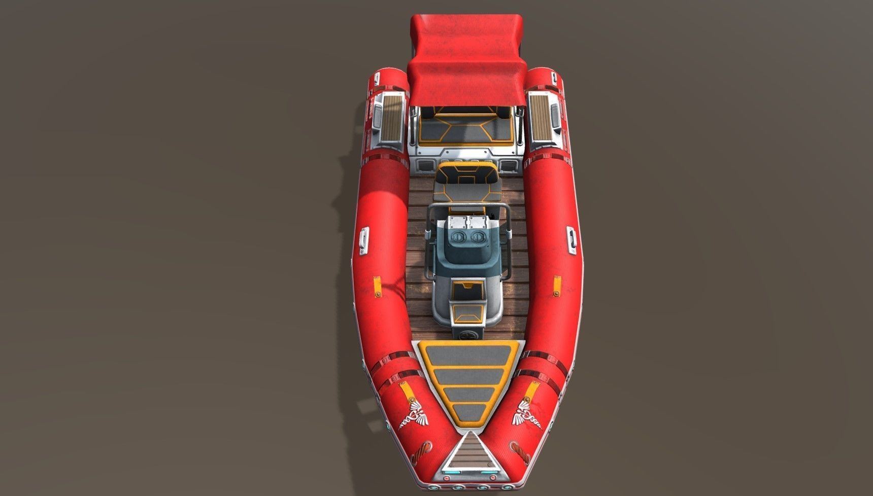 Low poly Zodiac boat set Low-poly 3D model_3