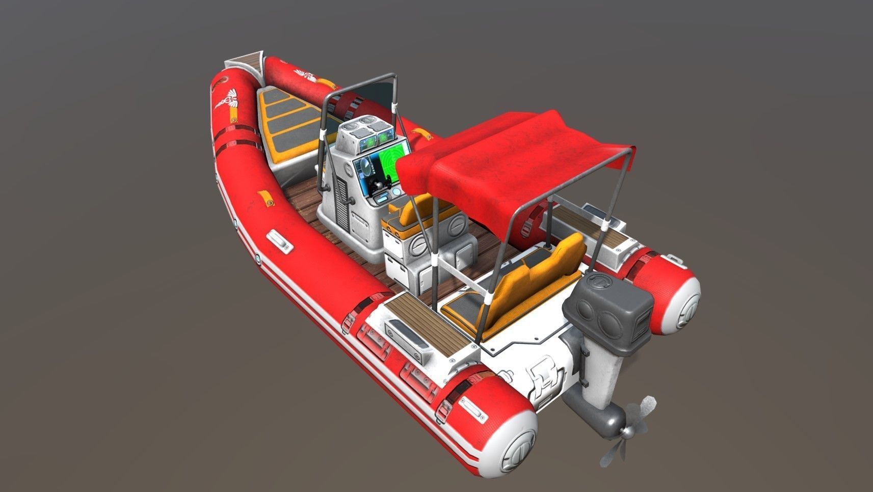 Low poly Zodiac boat set Low-poly 3D model_4