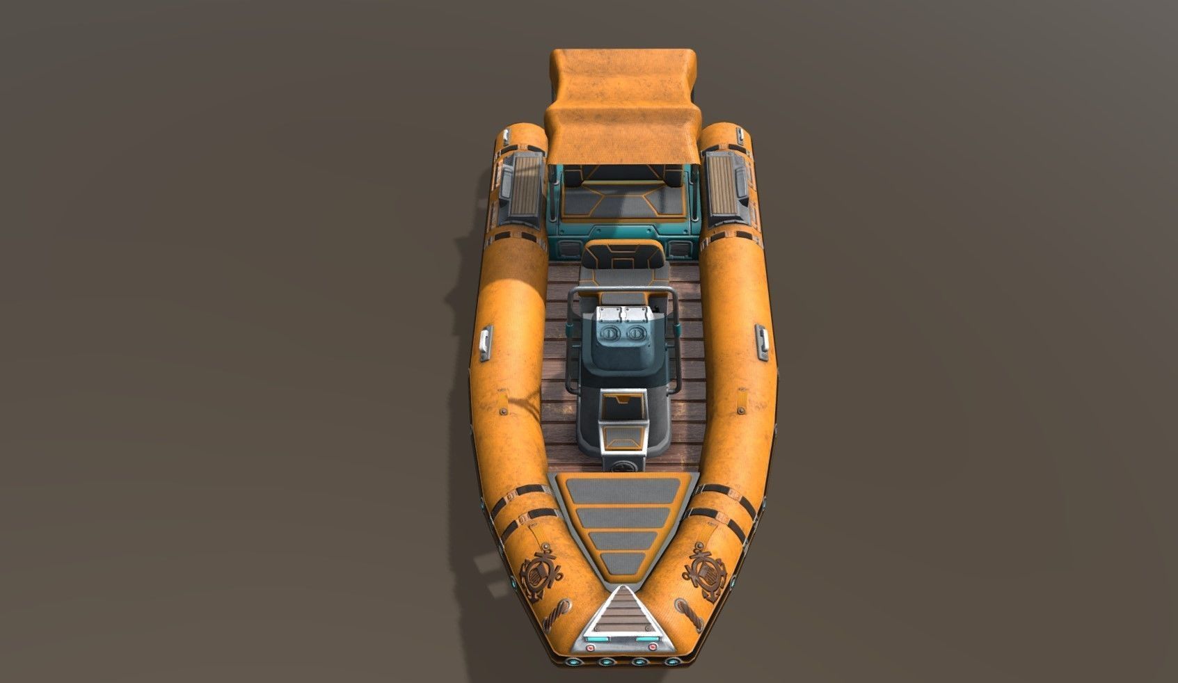 Low poly Zodiac boat set Low-poly 3D model_8