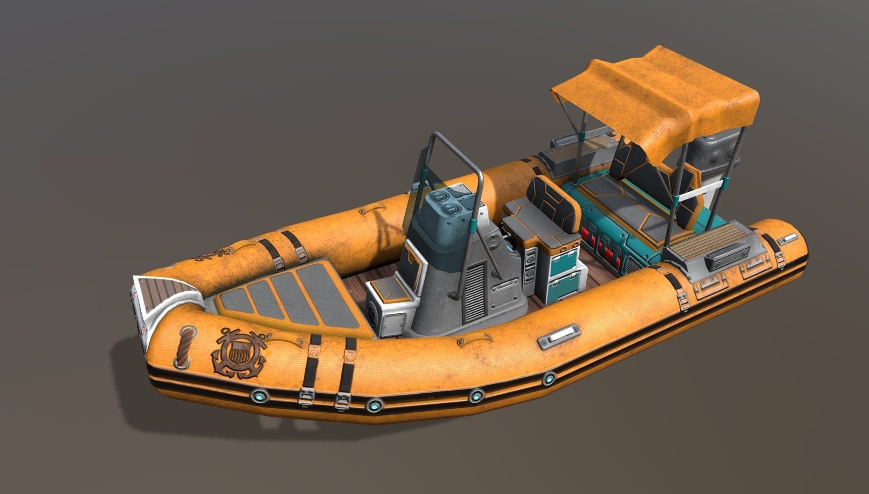 Low poly Zodiac boat set Low-poly 3D model_7
