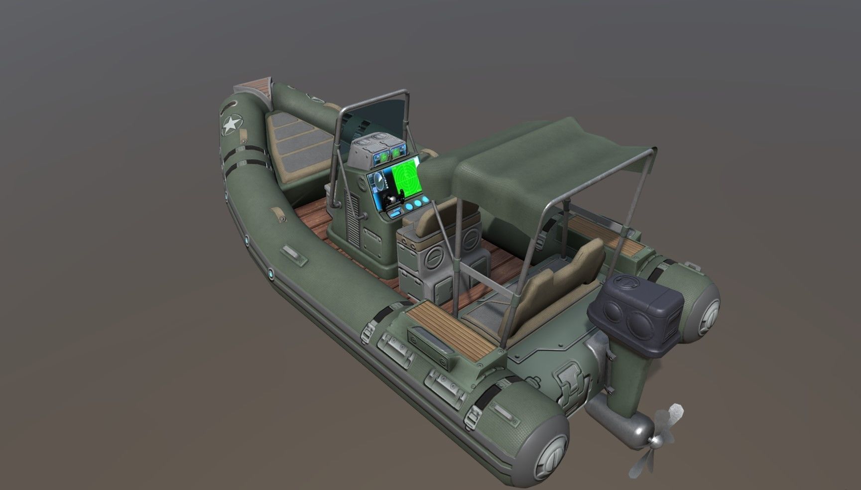 Low poly Zodiac boat set Low-poly 3D model_14