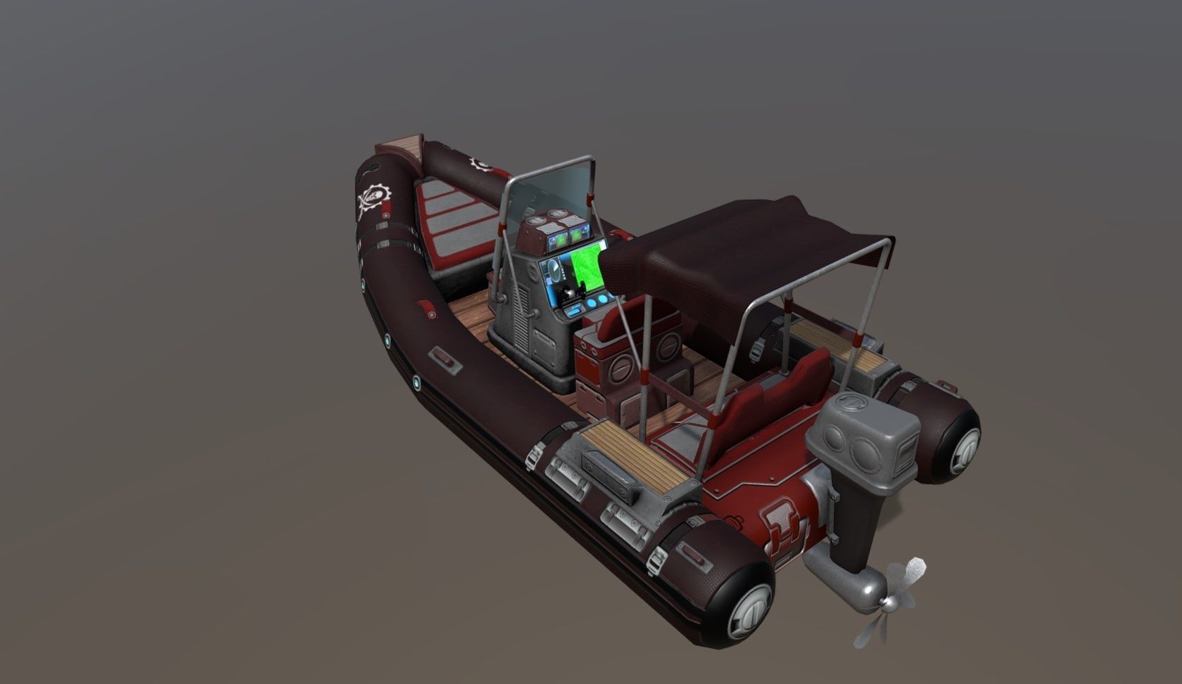 Low poly Zodiac boat set Low-poly 3D model_11