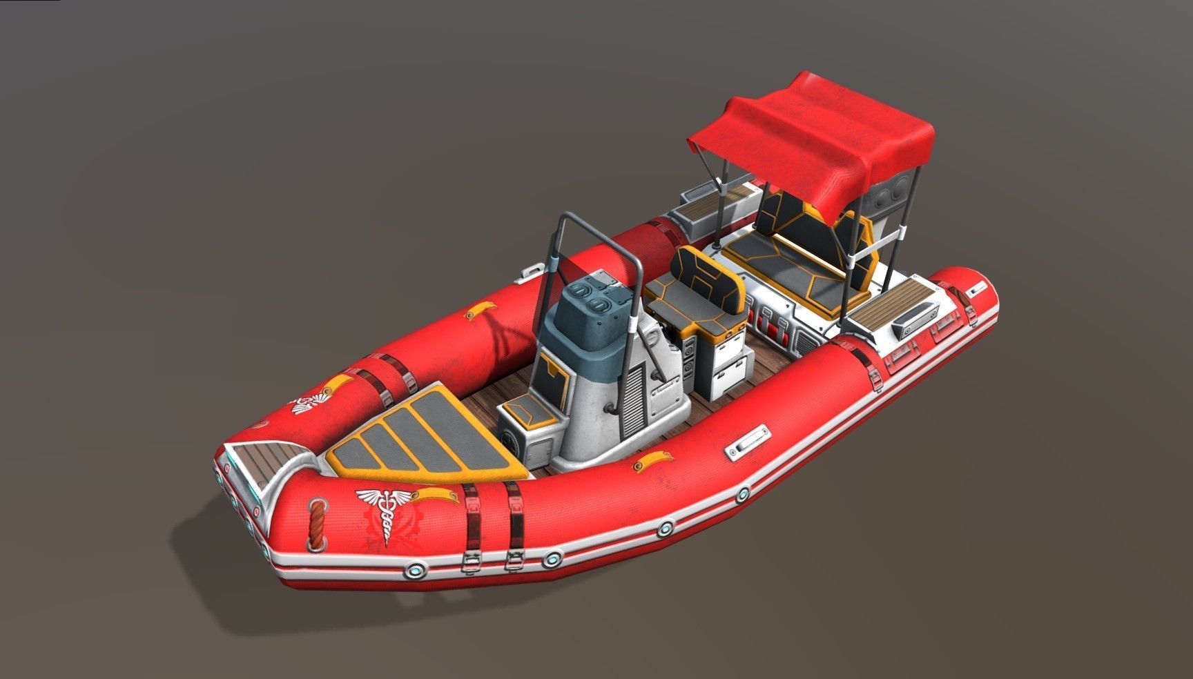 Low poly Zodiac boat set Low-poly 3D model_5