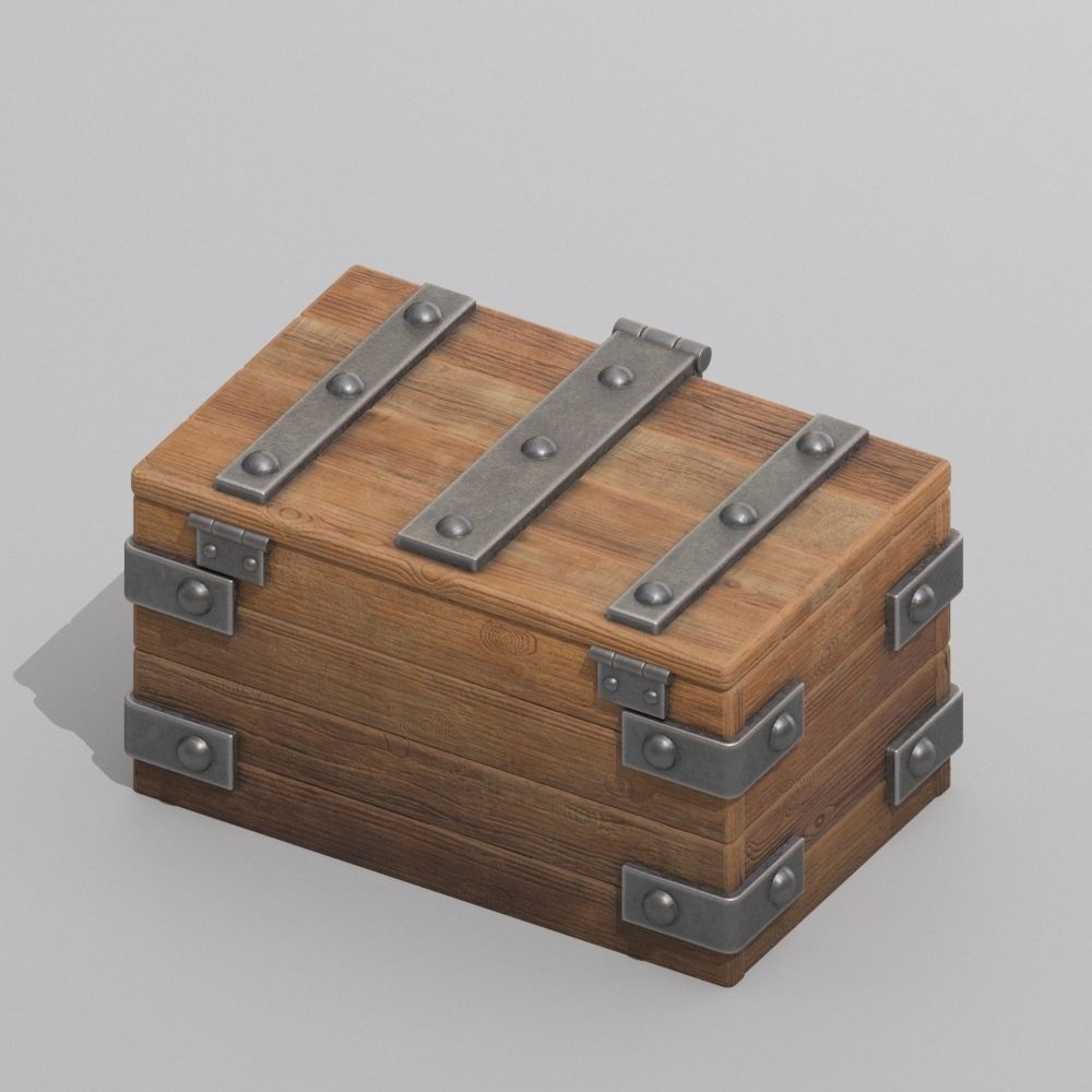 Wood box 3D model_2
