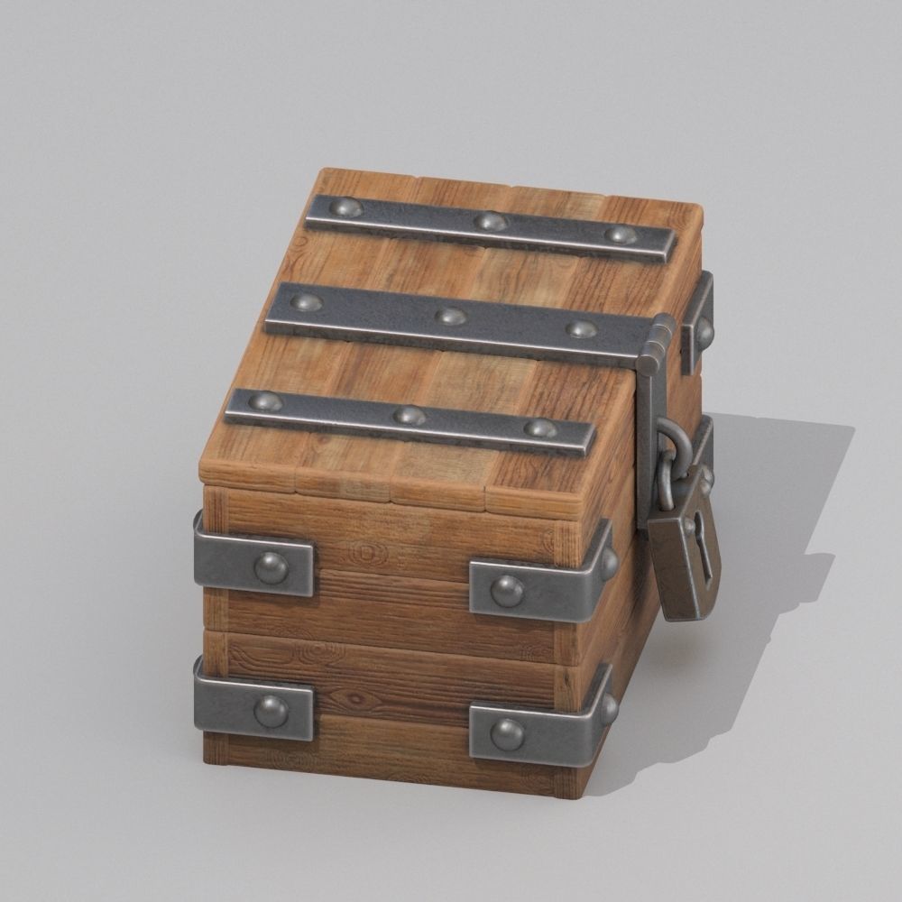 Wood box 3D model_1