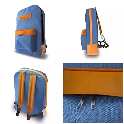Backpack 3d Model with orange trim