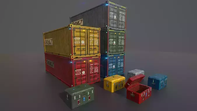 Low poly container and scfi box
