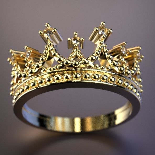 Crown ring Silver Gold  Print 3D print model_1