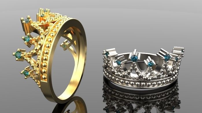 Crown ring Silver Gold  Print 3D print model_4