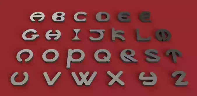 VERTICAL uppercase and lowercase  3D letters STL file 3D print model