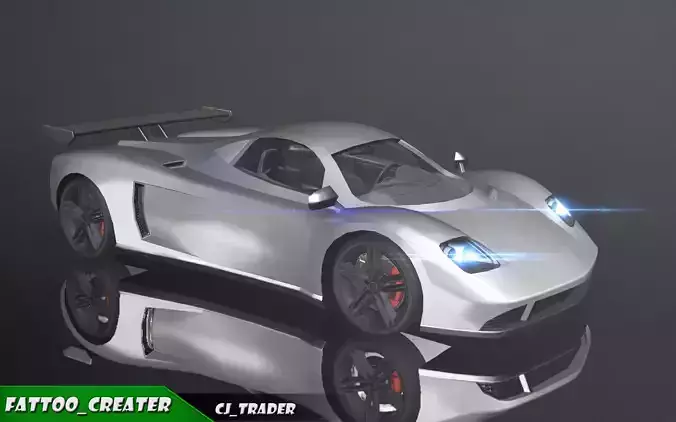 Lowpoly Pagani Zonda Racing Car 3D Model Low-poly 3D model