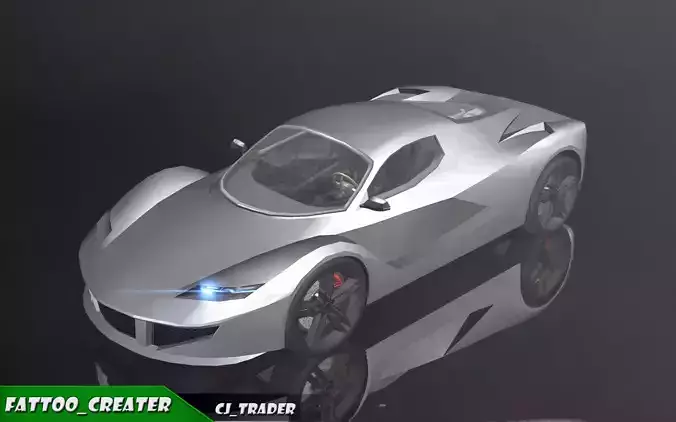 Lowpoly Ferrari Sport Race Car 3D Model Low-poly 3D model