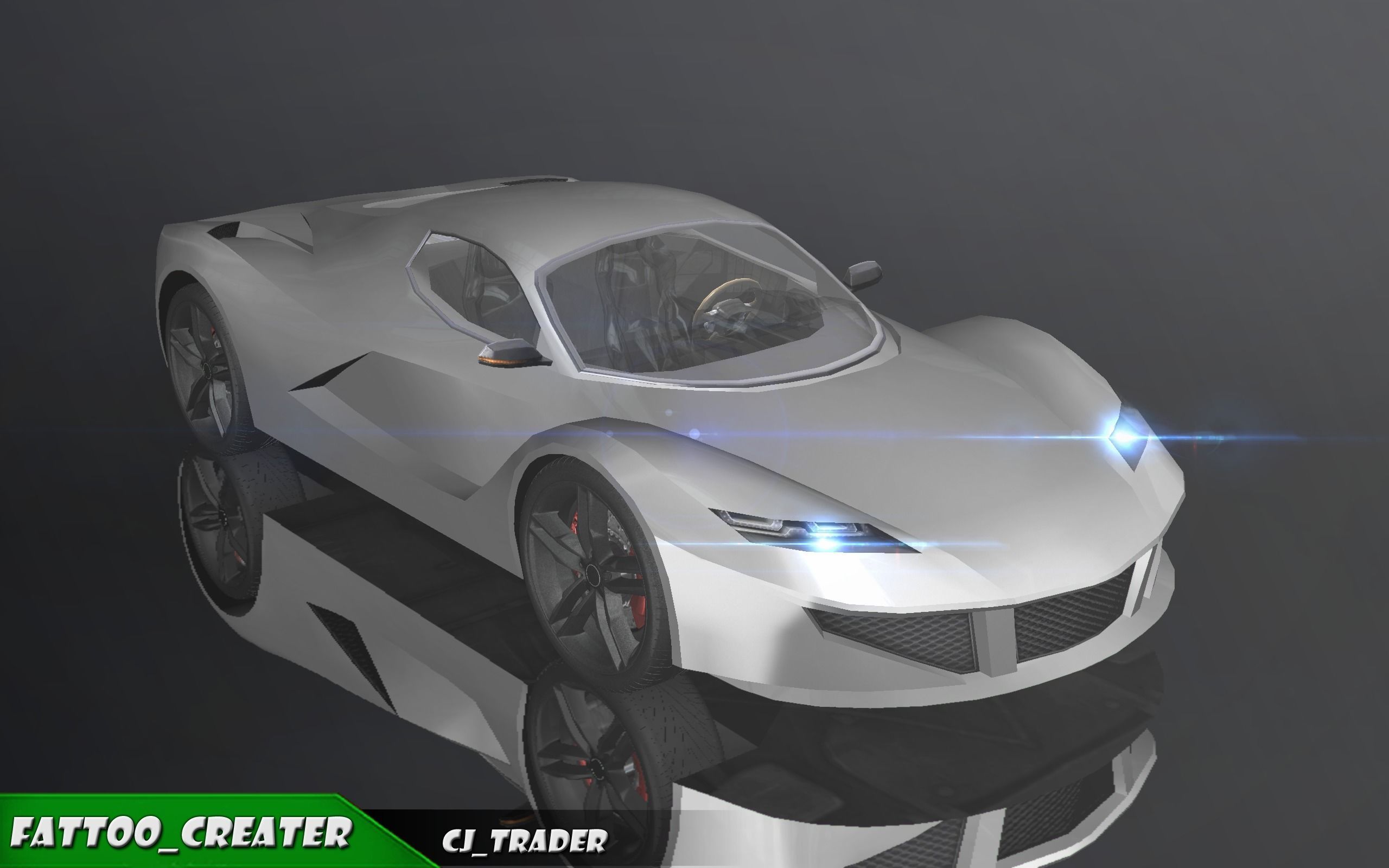 Lowpoly Ferrari Sport Race Car 3D Model Low-poly 3D model_1