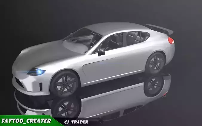 Lowpoly Sports sedan Porsche Racing Car 3D Model Low-poly 3D model