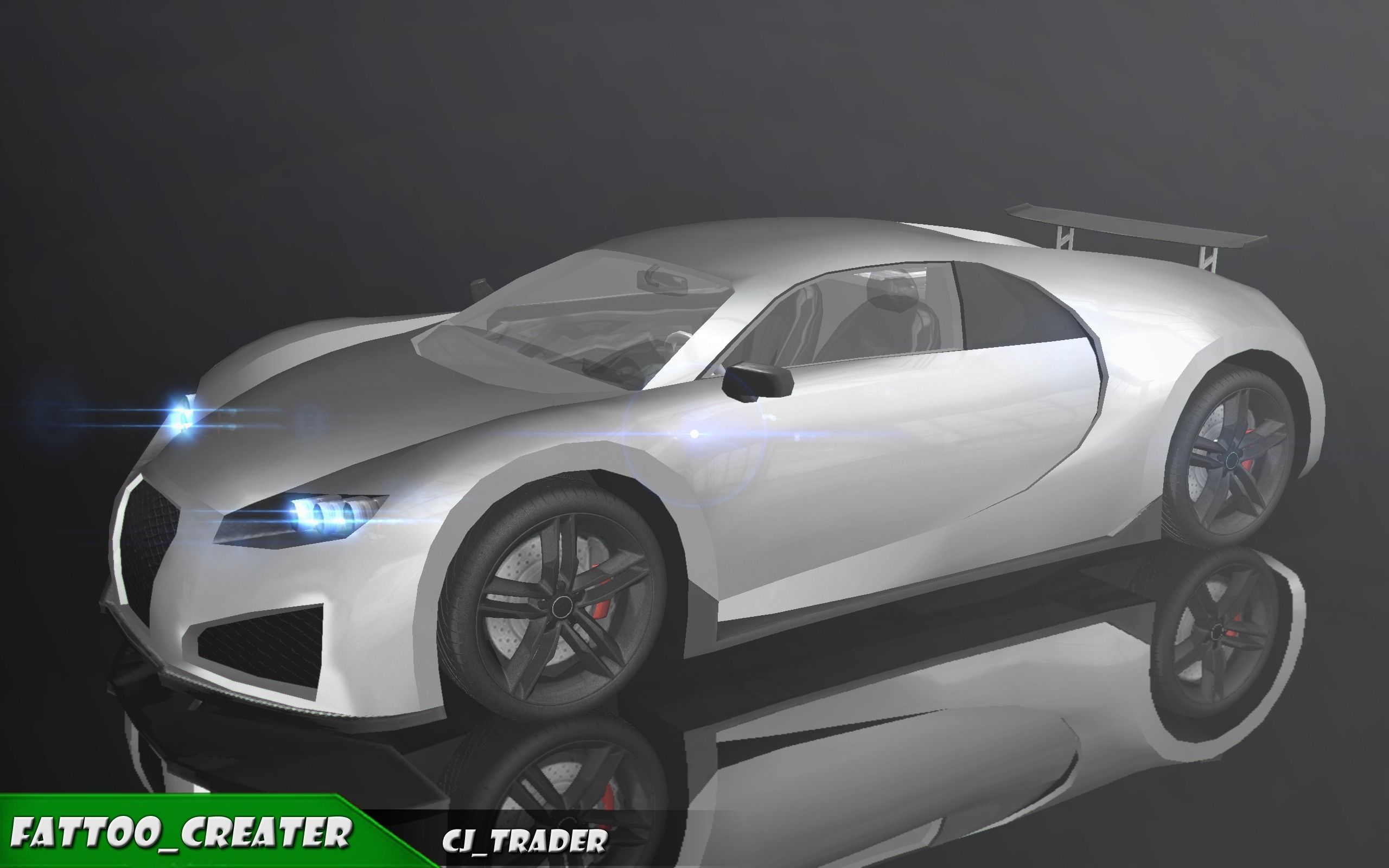 Lowpoly Bugatti Veyron Racing Car 3D Model Low-poly 3D model_3