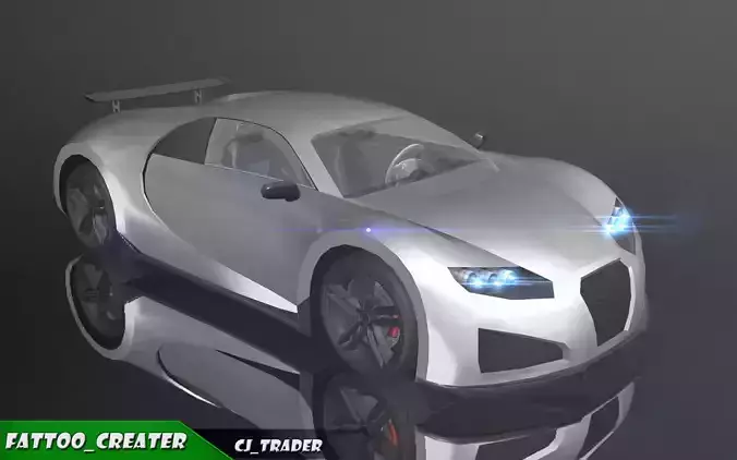 Lowpoly Bugatti Veyron Racing Car 3D Model Low-poly 3D model