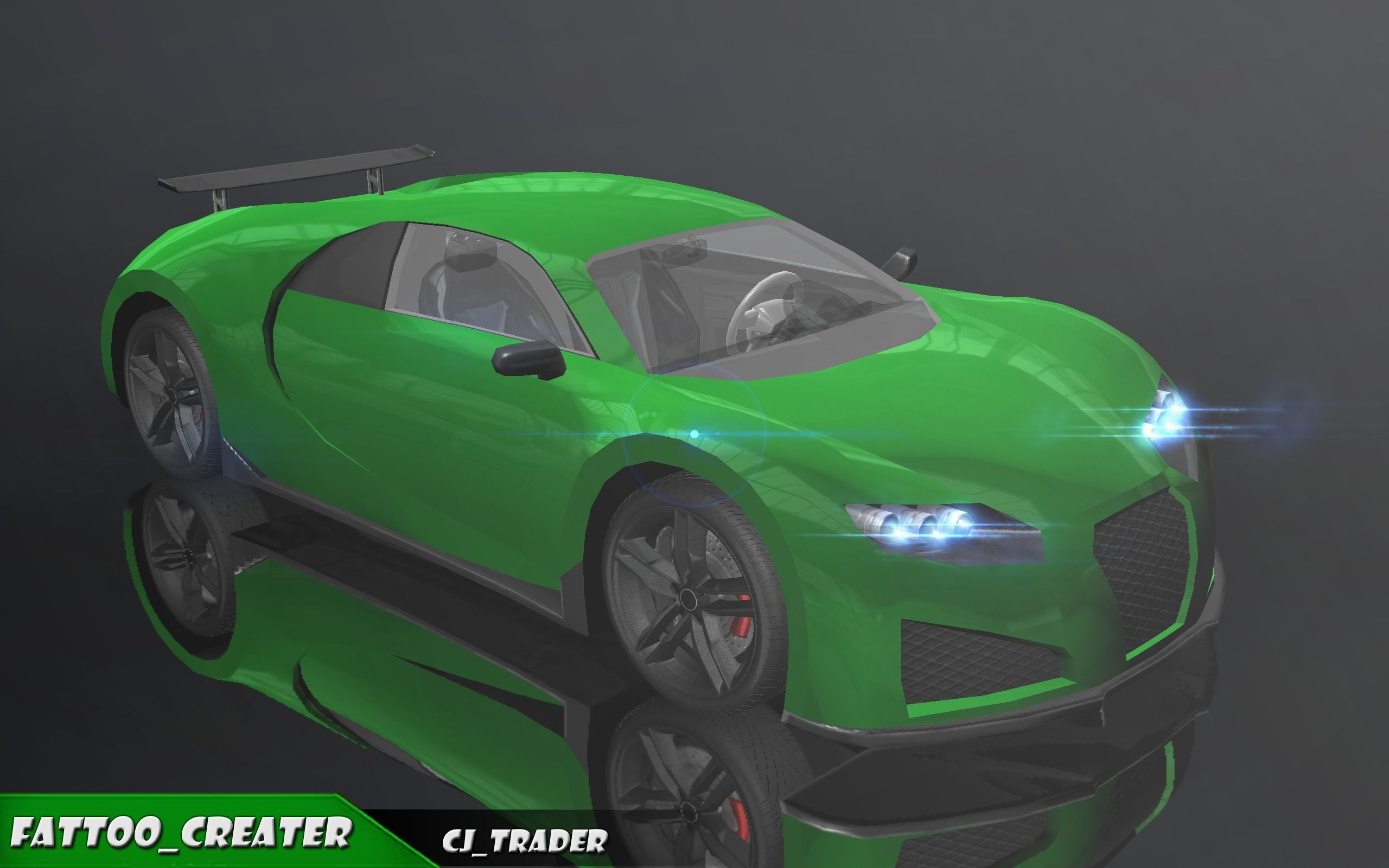 Lowpoly Bugatti Veyron Racing Car 3D Model Low-poly 3D model_1