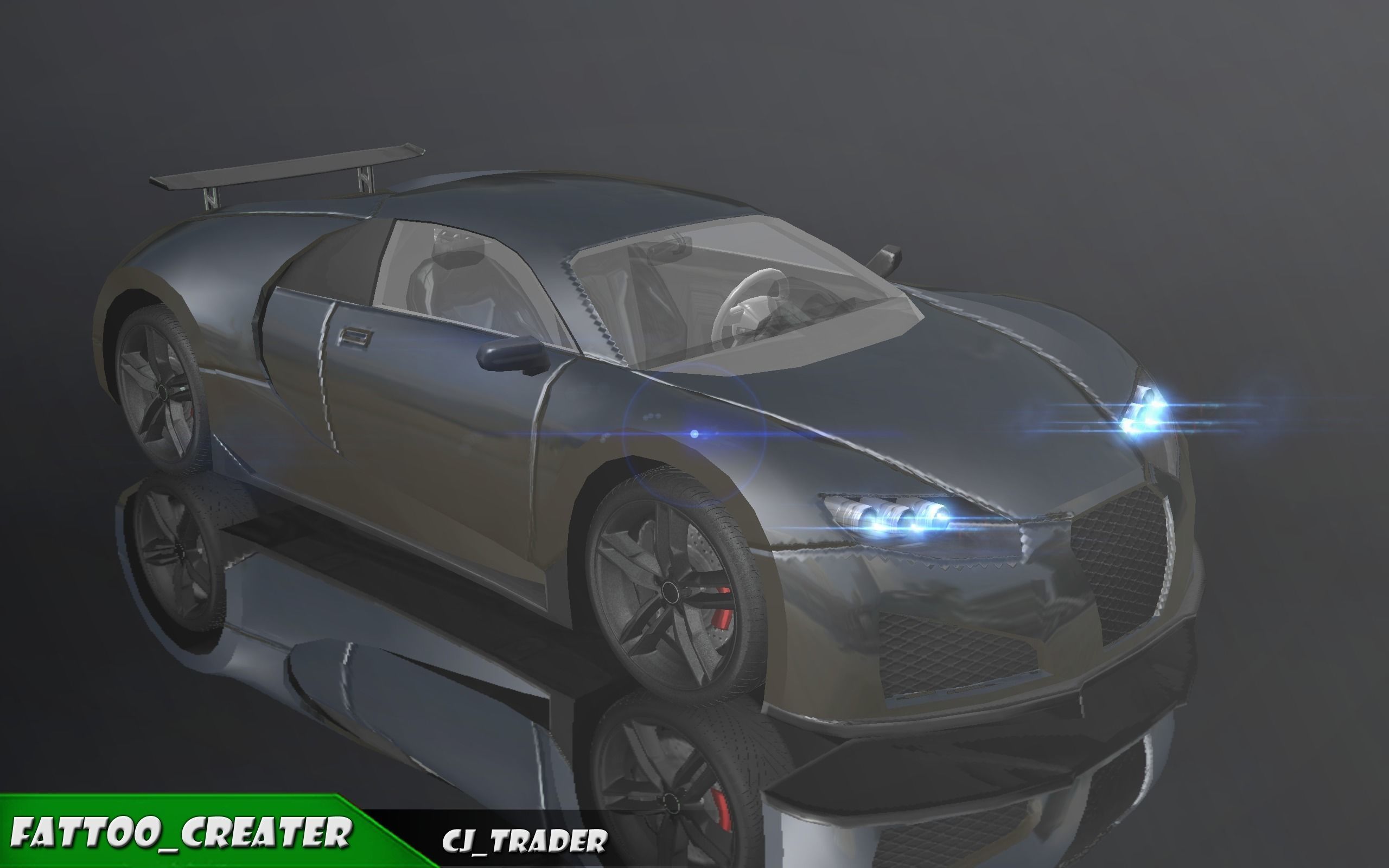 Lowpoly Bugatti Veyron Racing Car 3D Model Low-poly 3D model_2