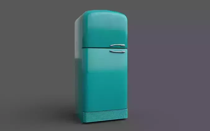 Low Poly Refrigerator 3D model retro