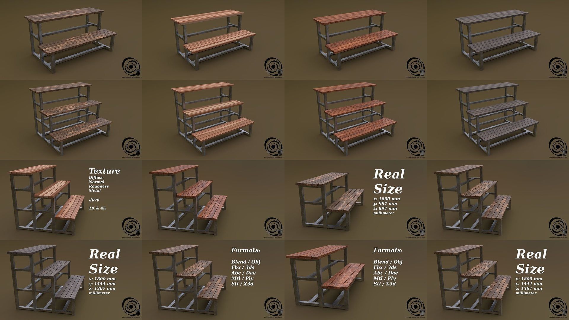 Tribune Set 8 2M4T R Low-poly 3D model_1