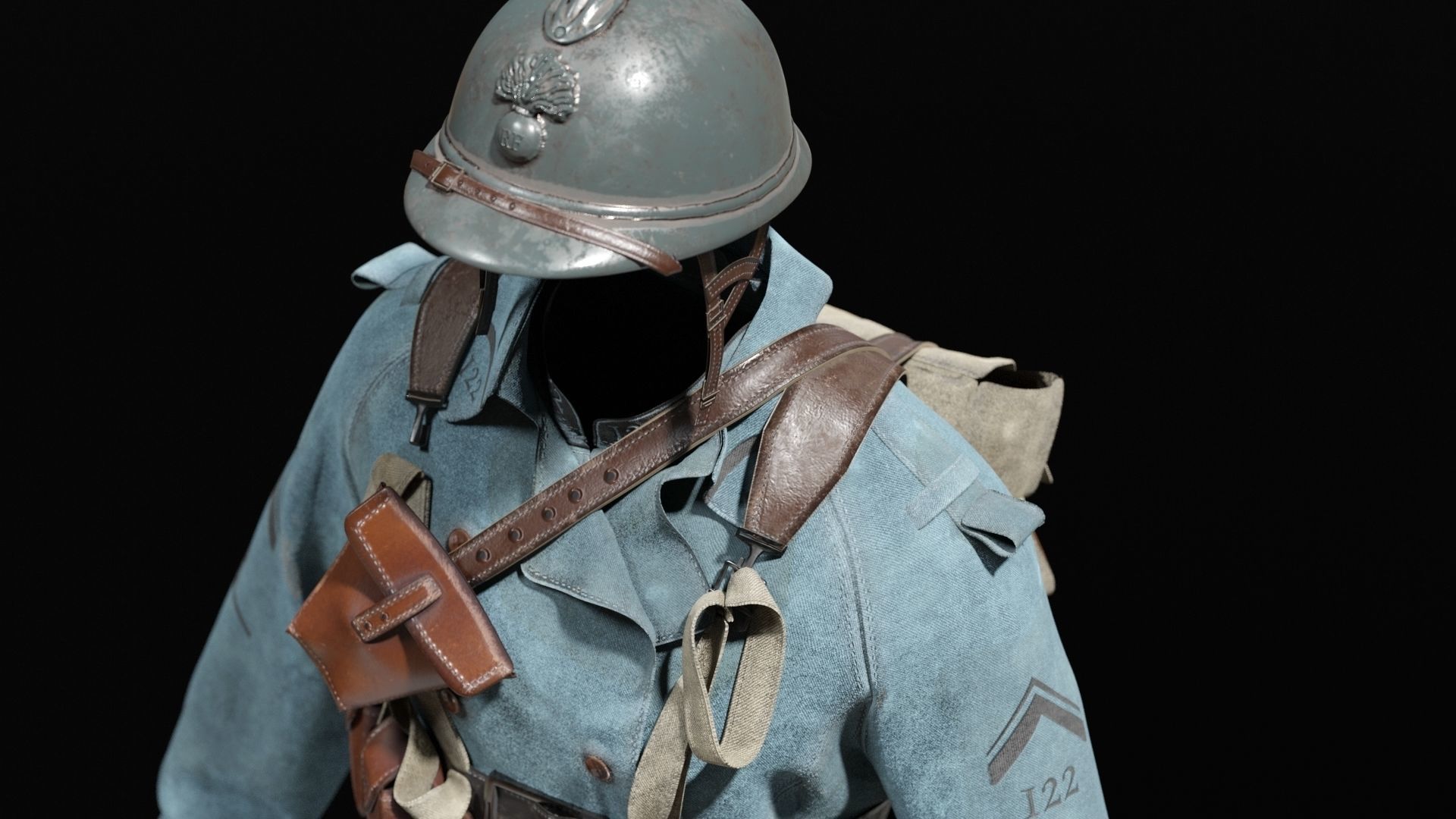 SOLDIER WWI France 3D model_7