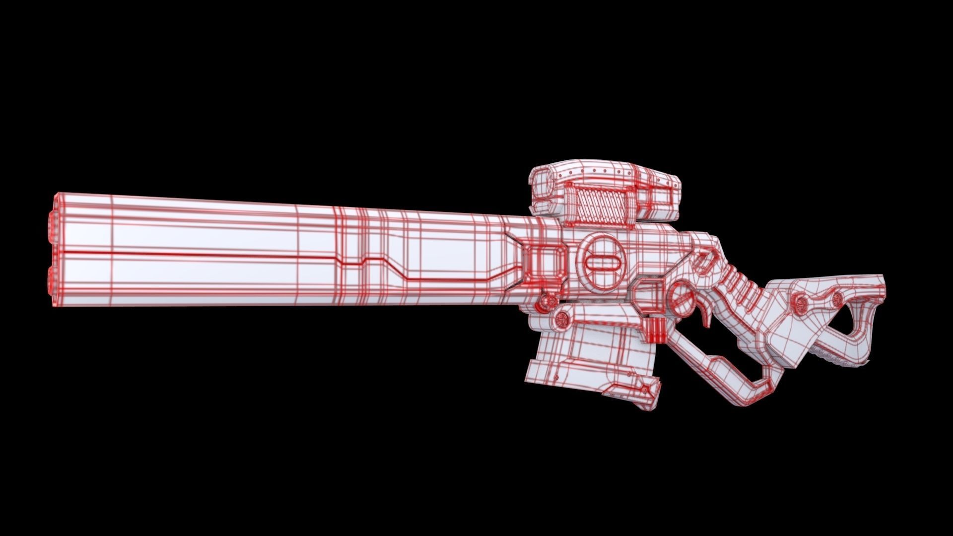 Sci-Fi Rifle  Low-poly 3D model_9
