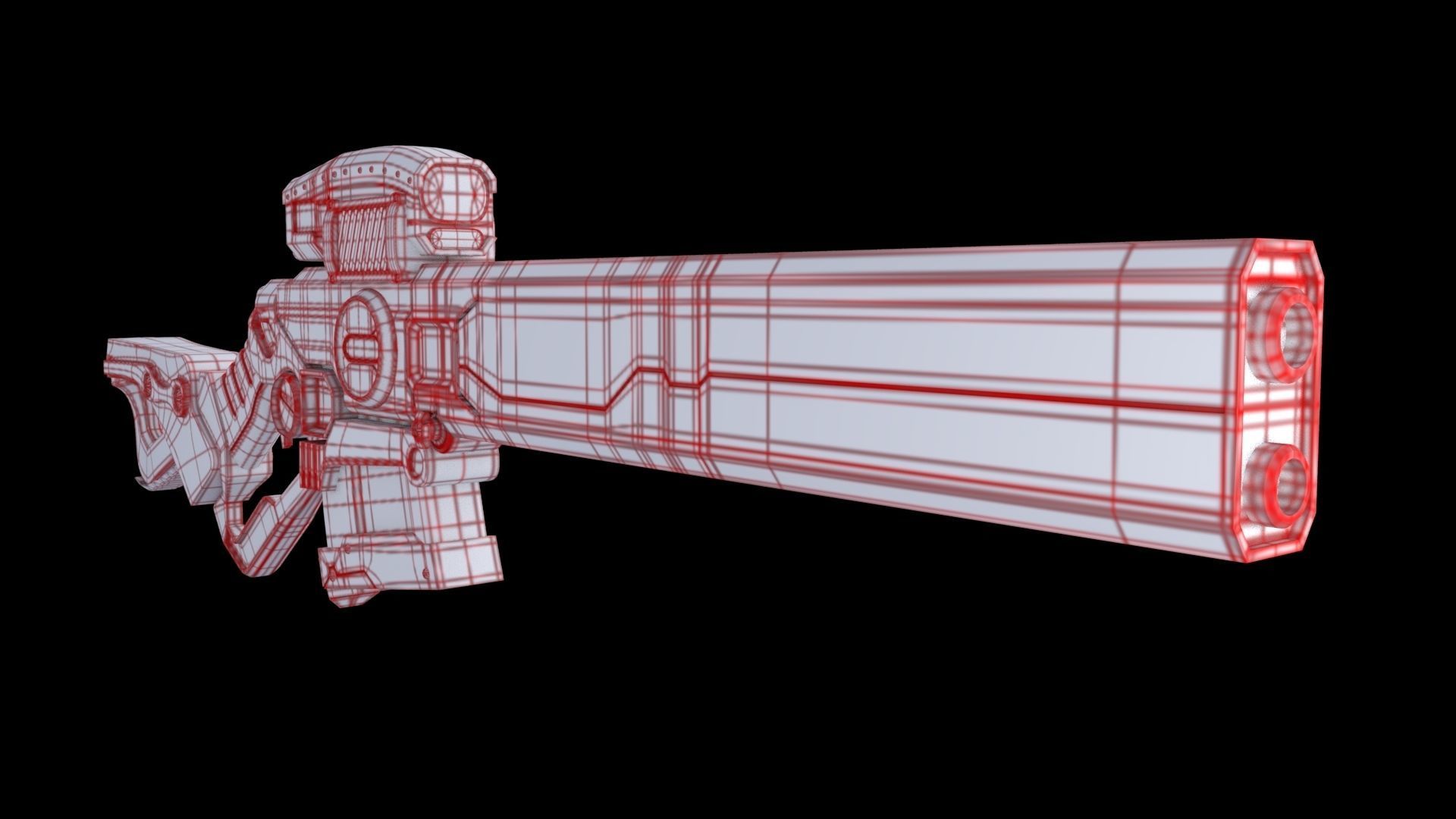 Sci-Fi Rifle  Low-poly 3D model_10