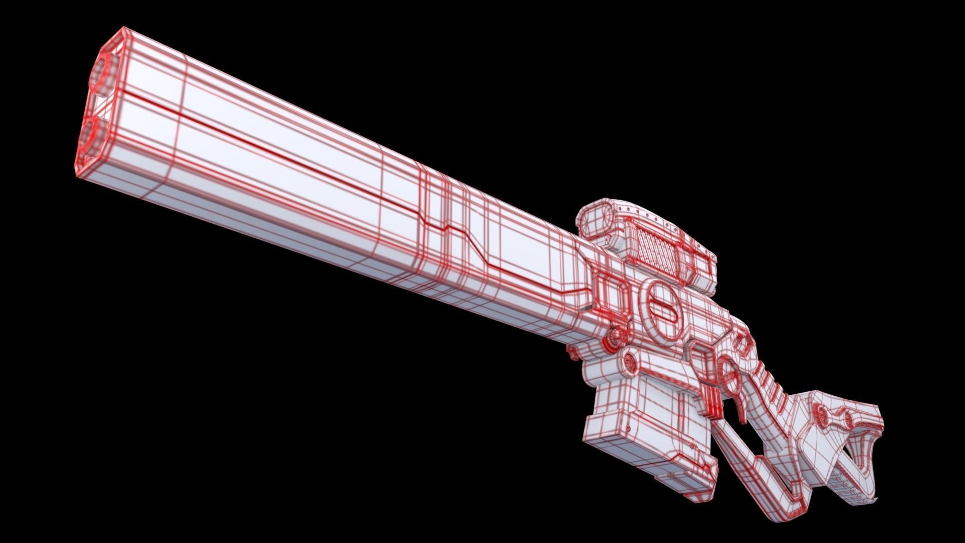 Sci-Fi Rifle  Low-poly 3D model_16