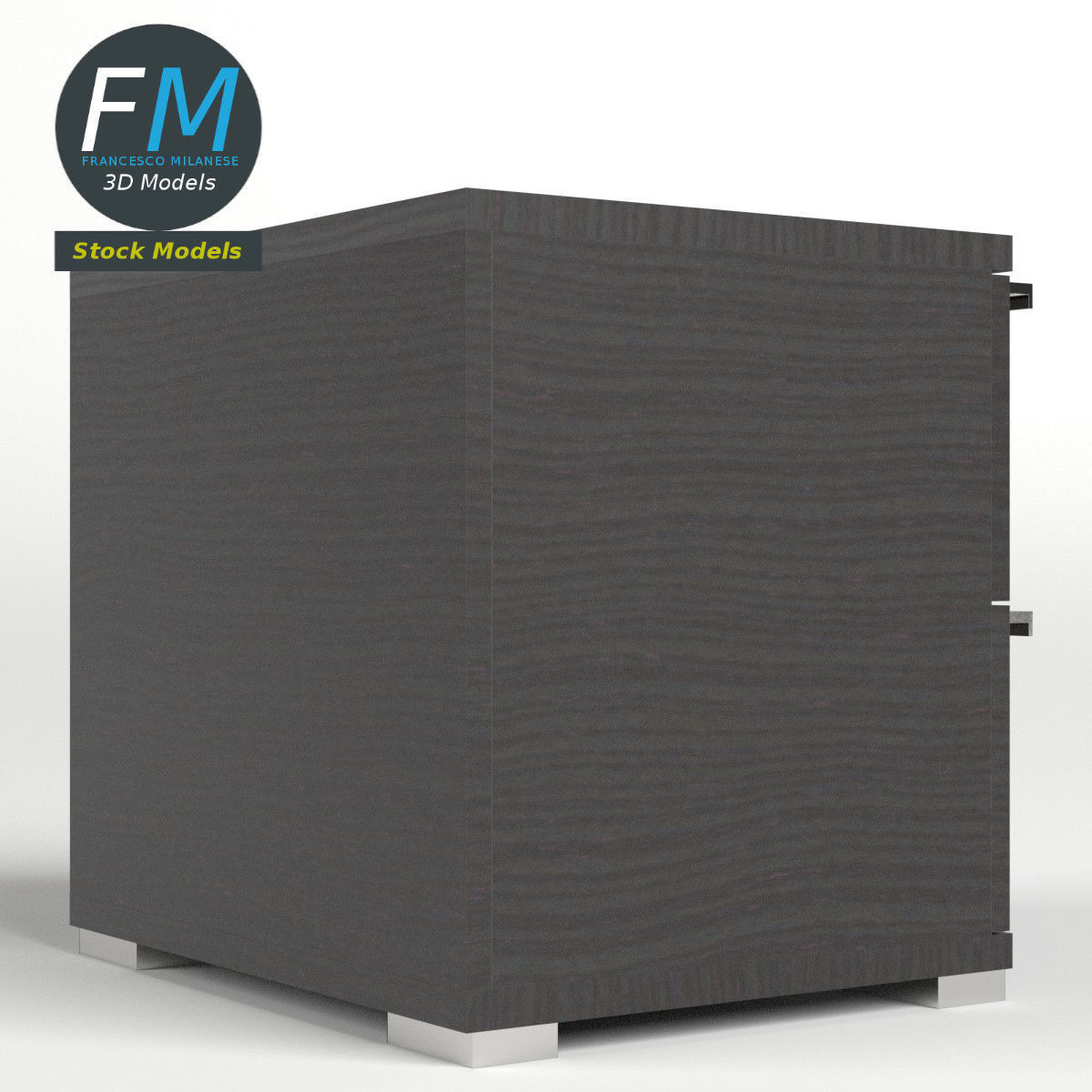 Two drawers bedside table 3D model_4