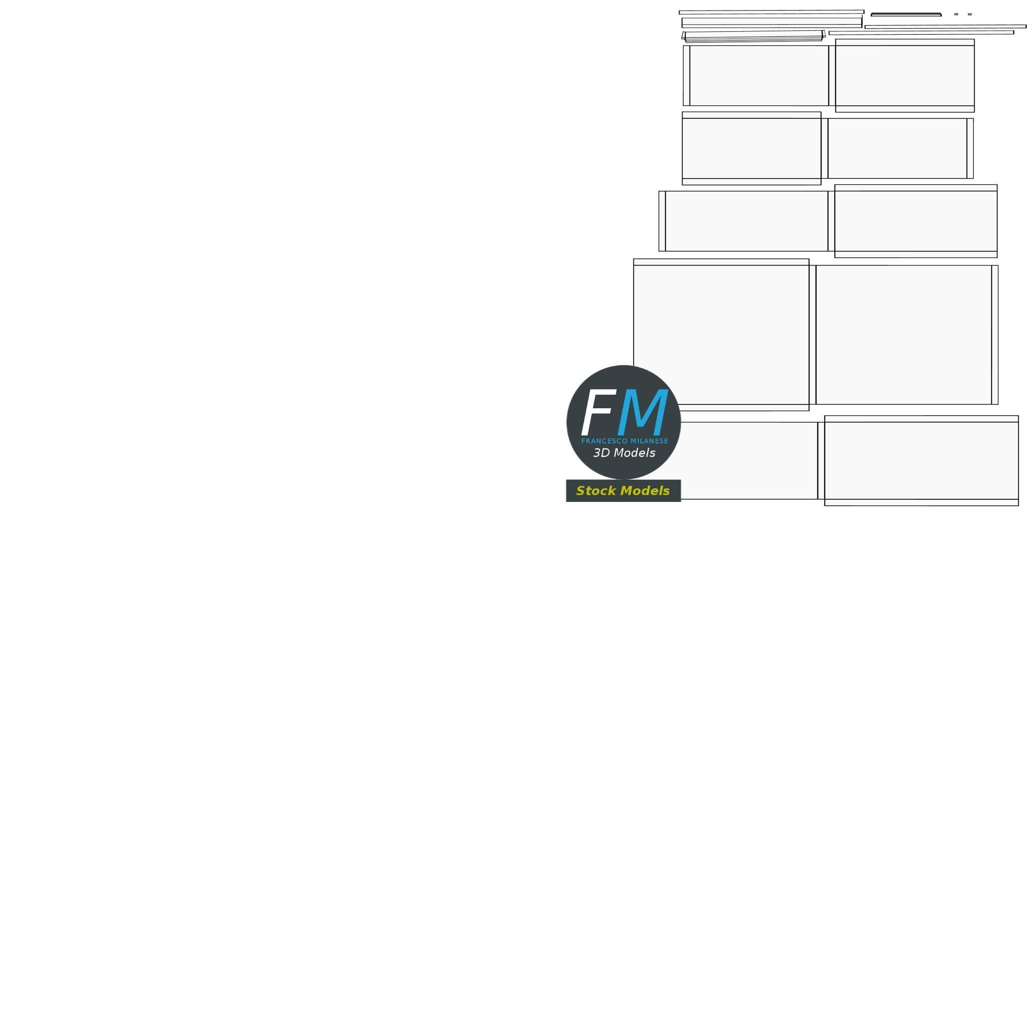 Two drawers bedside table 3D model_12