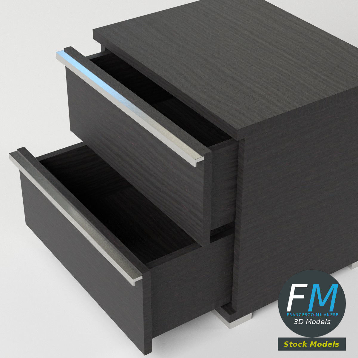 Two drawers bedside table 3D model_5