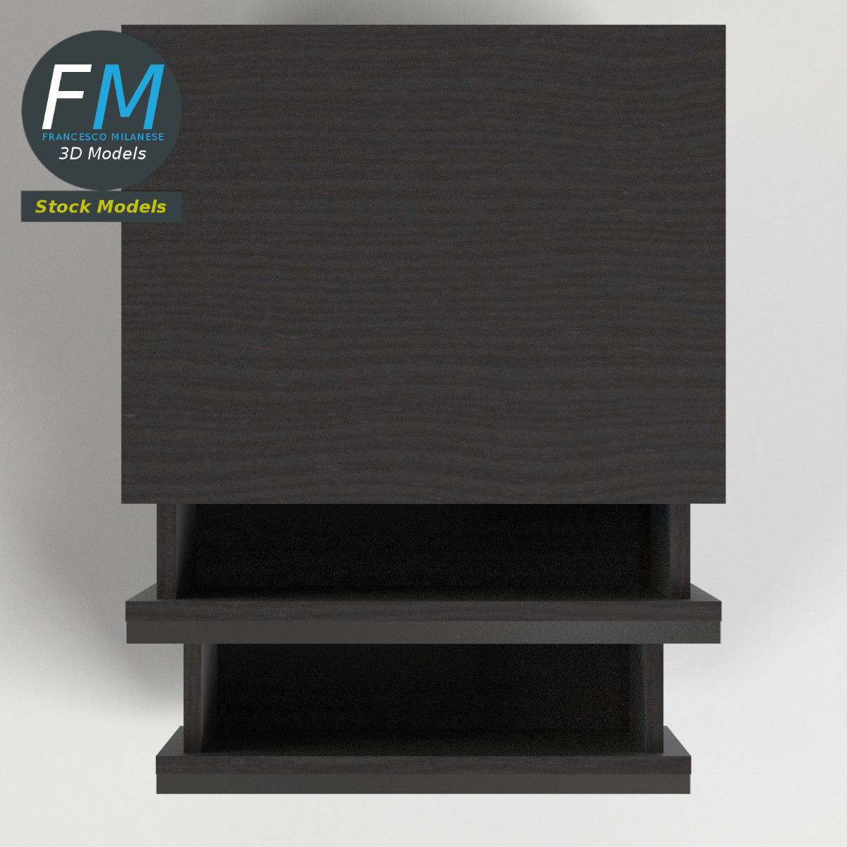 Two drawers bedside table 3D model_6