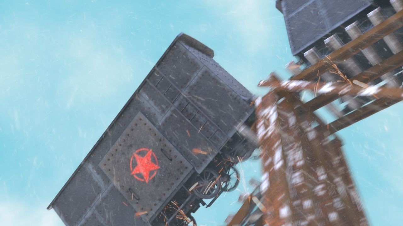 train in snow with star 3D model_8