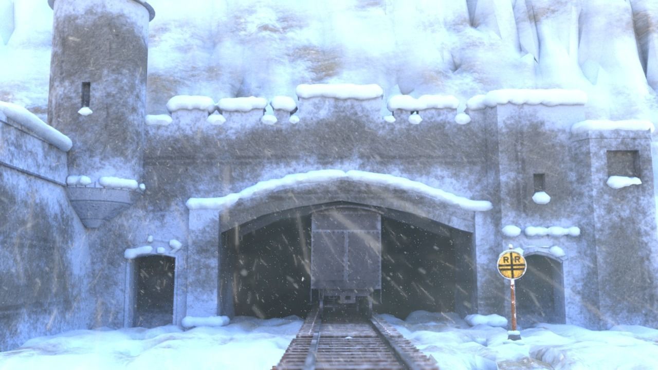 train in snow with star 3D model_9