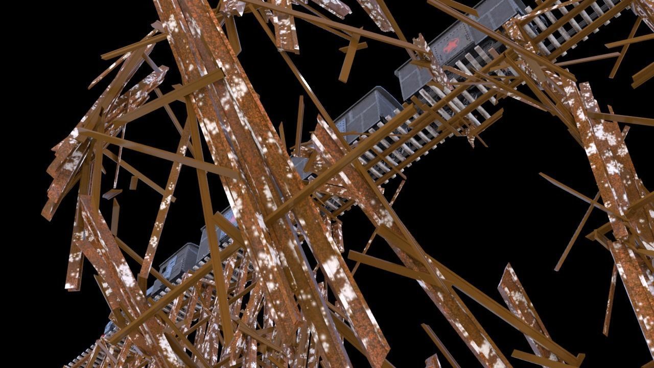 train in snow with star 3D model_4