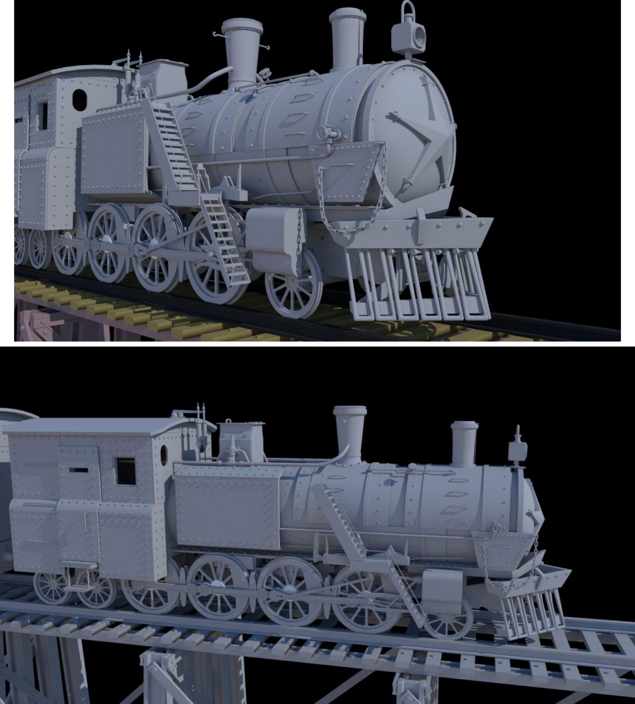 train in snow with star 3D model_16