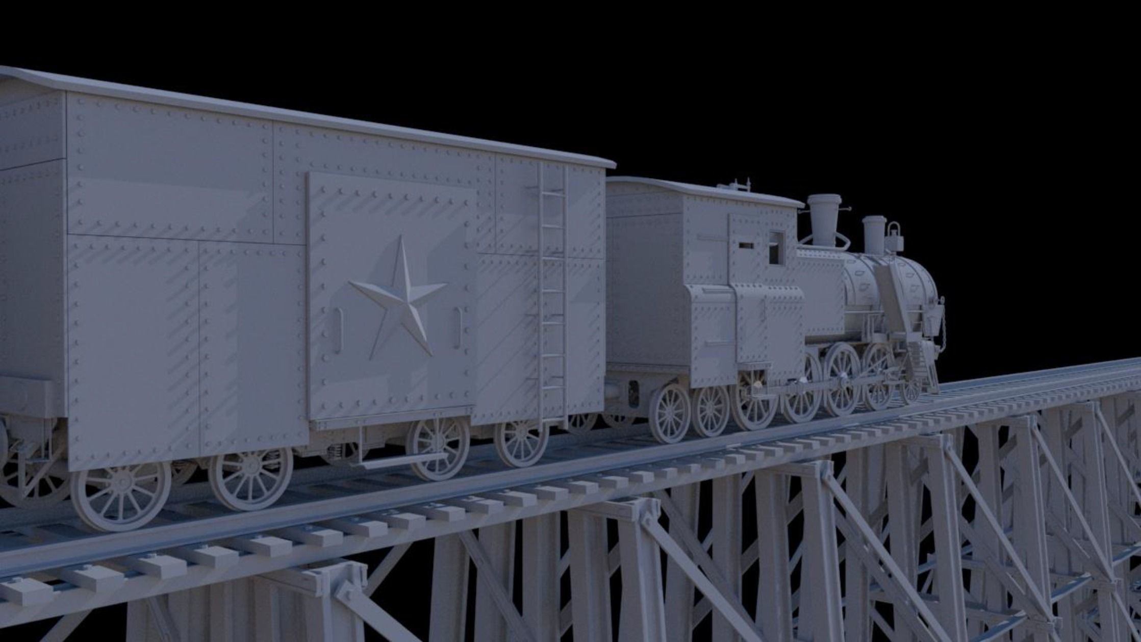 train in snow with star 3D model_14