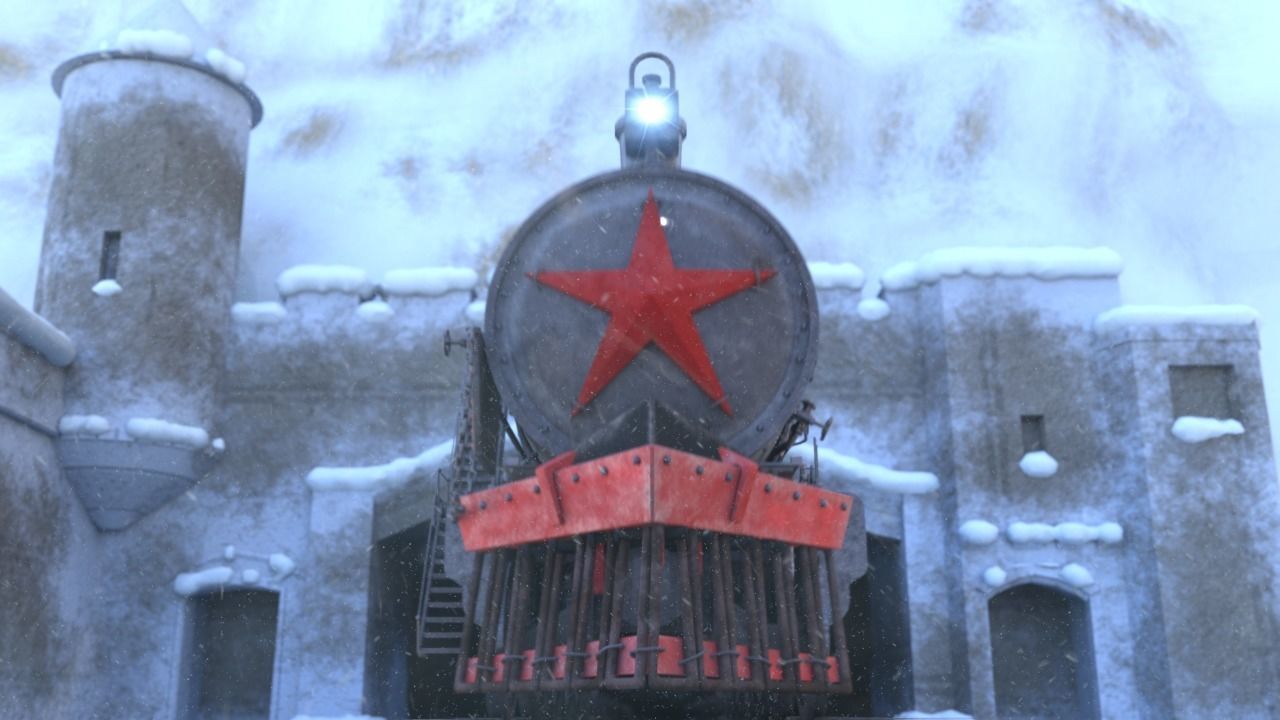 train in snow with star 3D model_10