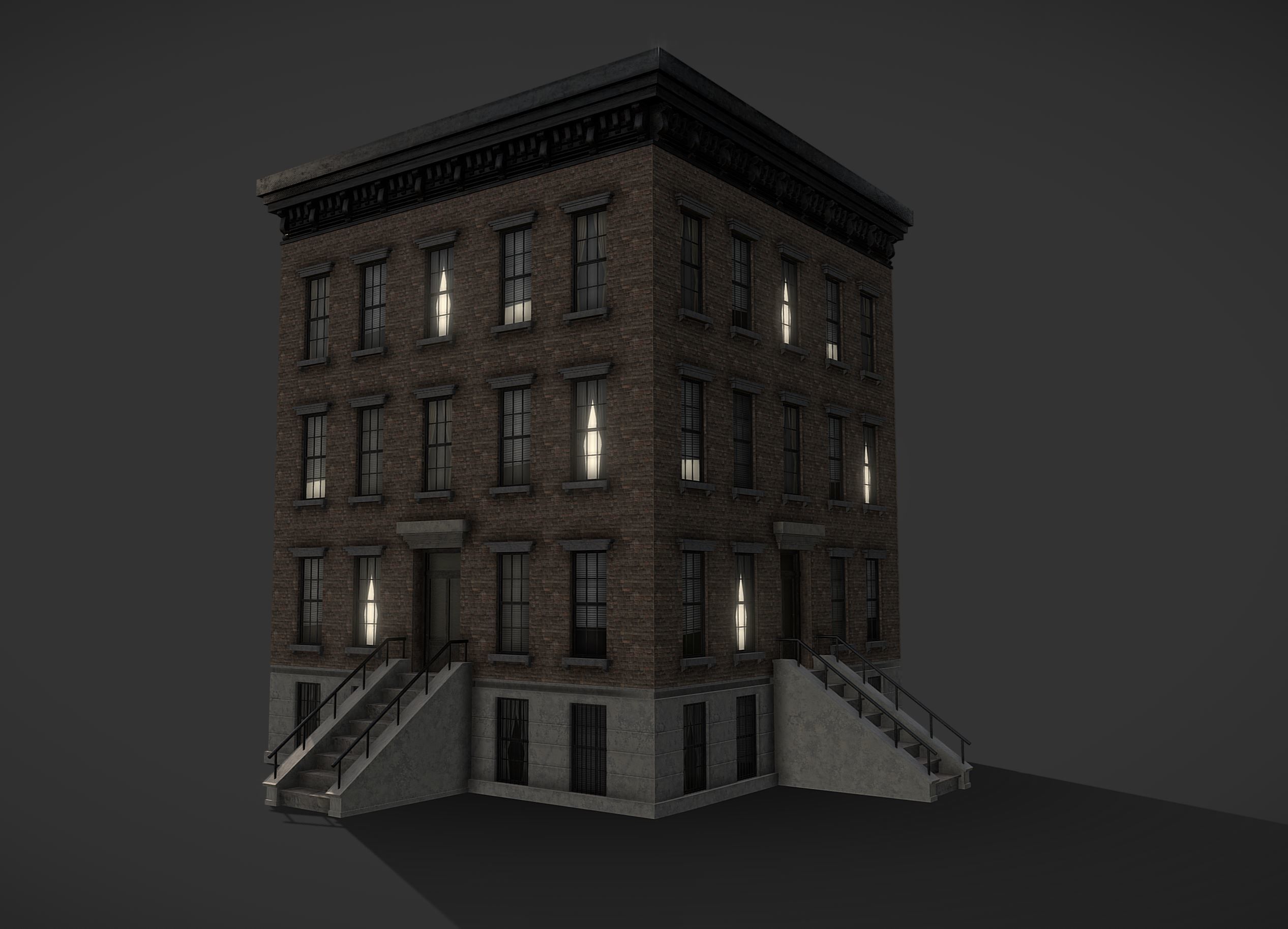 Modular Apartment Building City Game Ready Low-poly 3D model_2